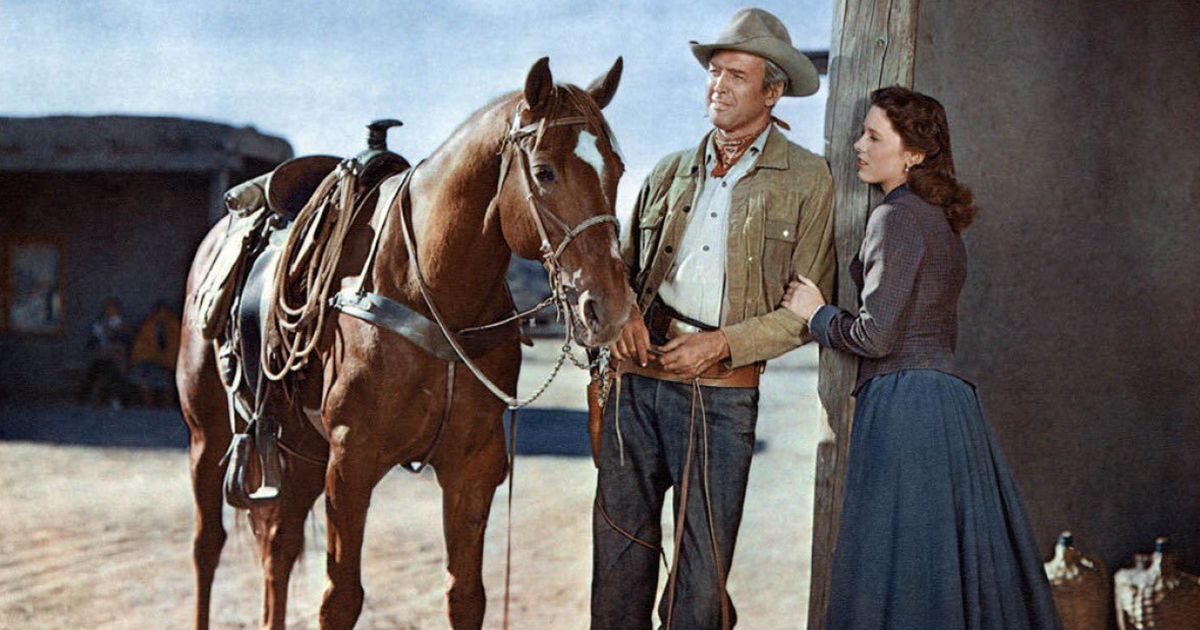 James Stewart y Cathy O'Donnell en El hombre de Laramie